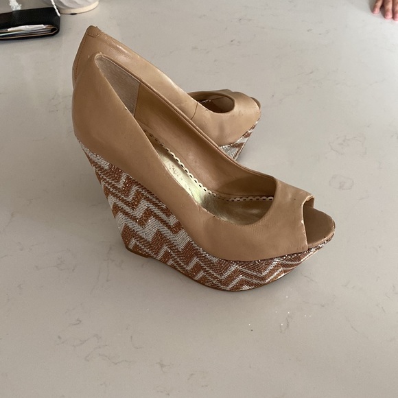 Bebe rhinestone wedge peep toe shoes - Picture 3 of 4